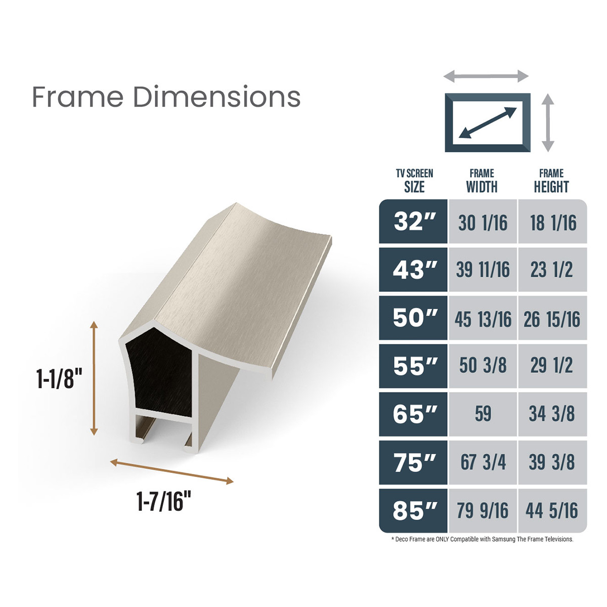 Deco TV Frames 50" Alloy Prismatic Frame for Samsung The Frame TV 2021-2024