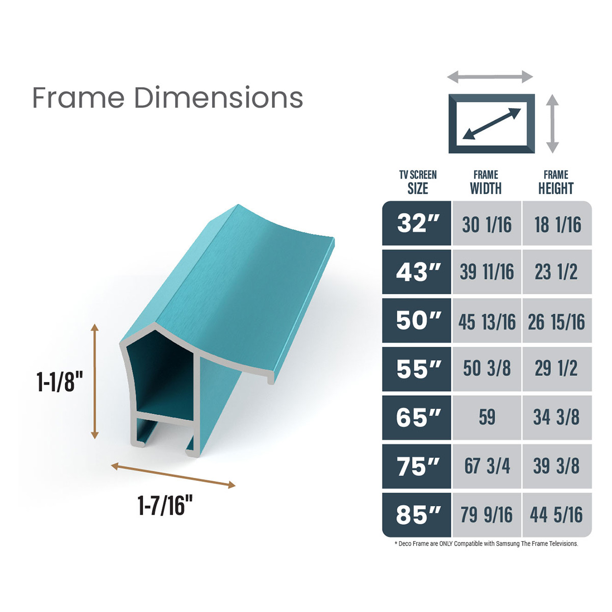 Deco TV Frames 50" Alloy Prismatic Frame for Samsung The Frame TV 2021-2024