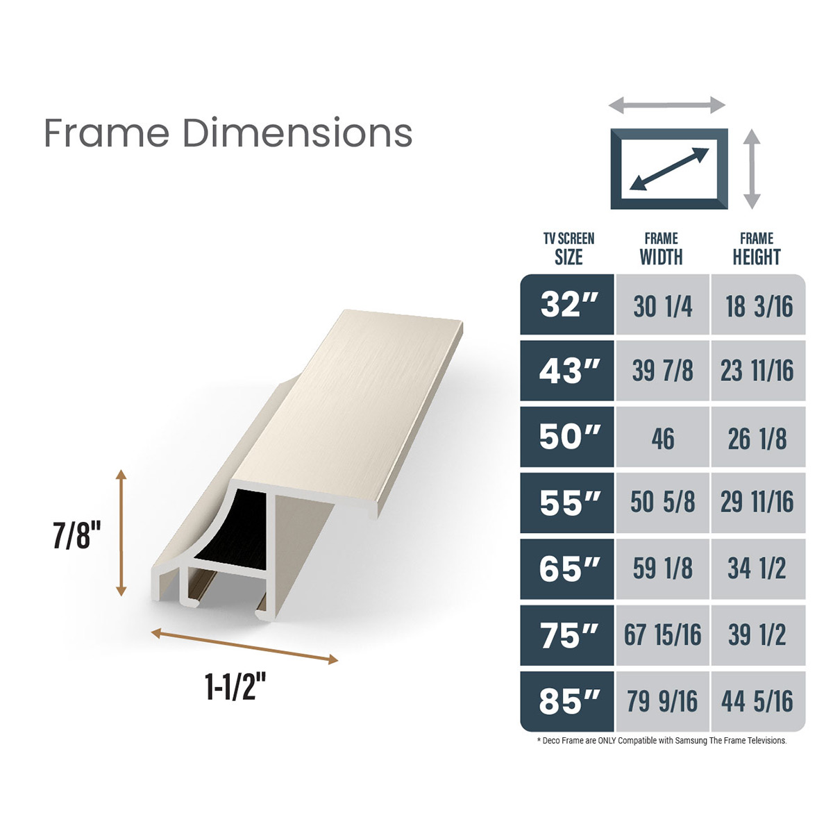 Deco TV Frames 50" Alloy Scoop Frame for Samsung The Frame TV 2021-2024